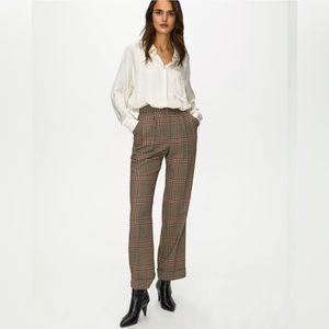 Aritzia Wilfred - Davita Check Pant Pleated Trouser Wool Blend